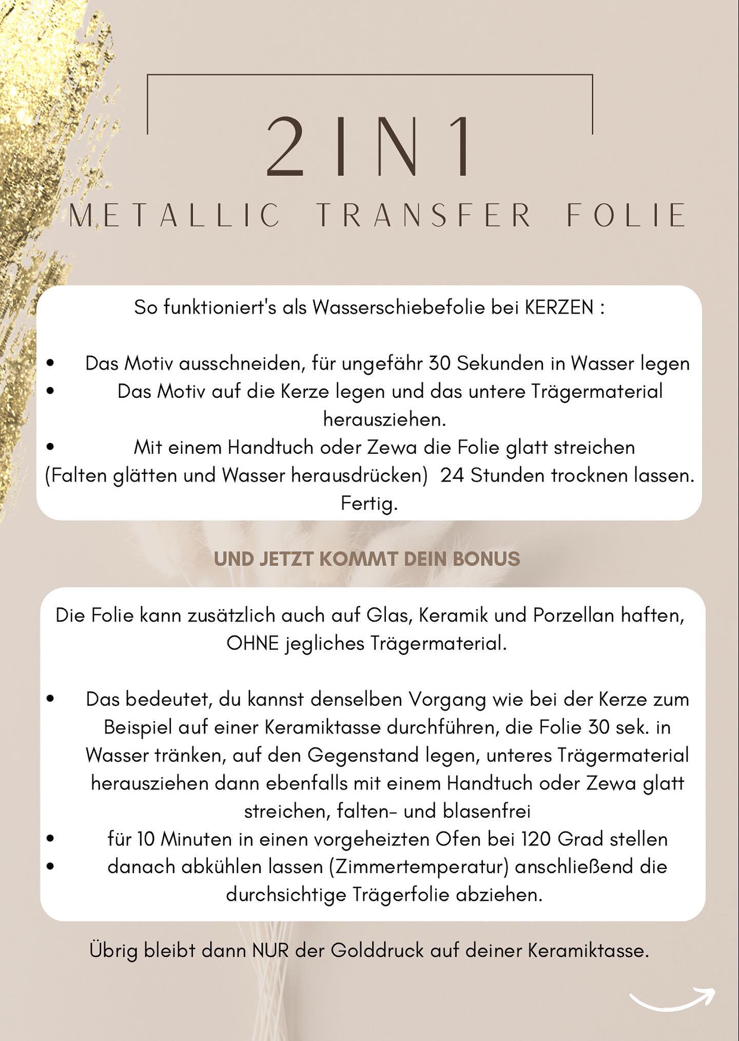 Metallic Folie 2in1 | Kerzen | Keramik | Glas | Essen und Trinken