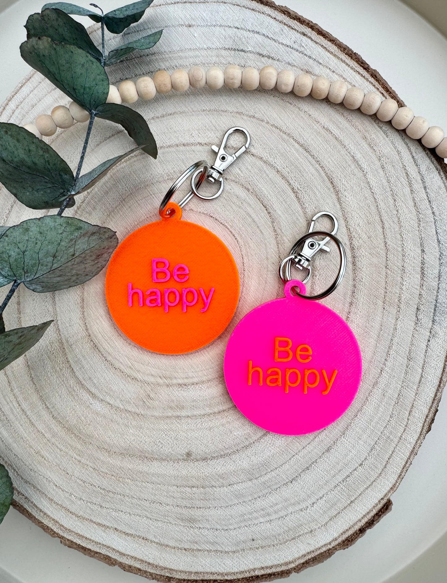 3D Schlüsselanhänger Be happy