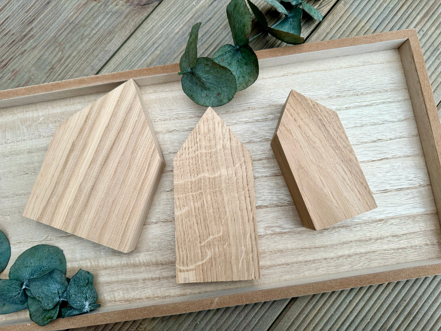 Holzdeko Haus | 3er Set Holzhäuser mittel