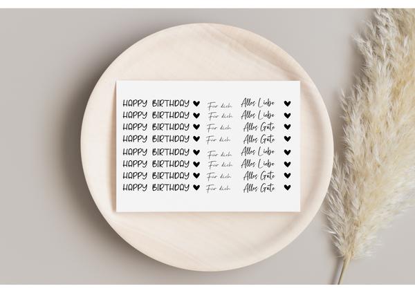 Rub on Bunte Happy Birthday klein